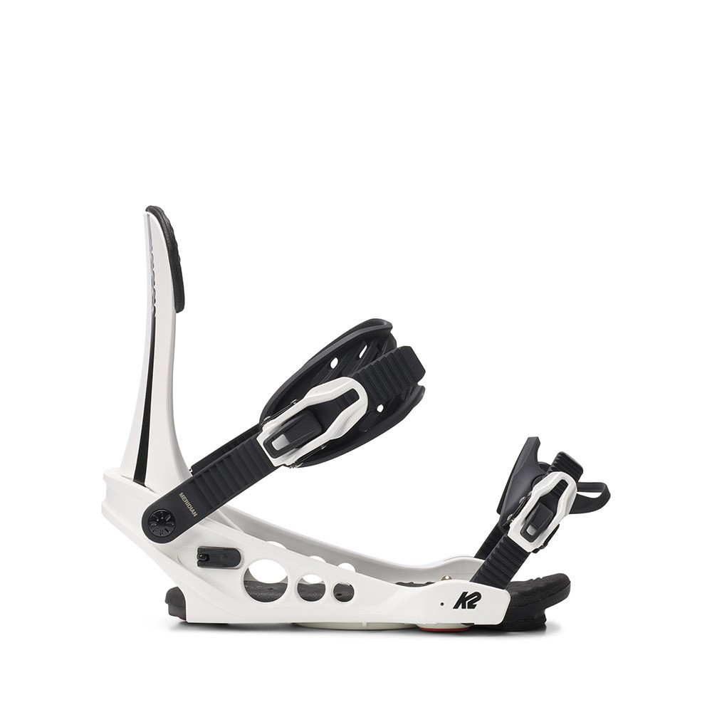 Fixations de snowboard Meridian White idéales pour vos sessions de poudreuse en station