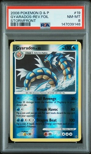 2008 POKEMON DIAMOND & PEARL STORMFRONT #19 GYARADOS-REVERSE FOIL PSA 8