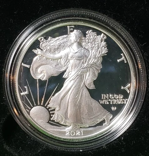 2021-S 1oz Proof American Silver Eagle Type 2 (21EMN), w/Box &COA