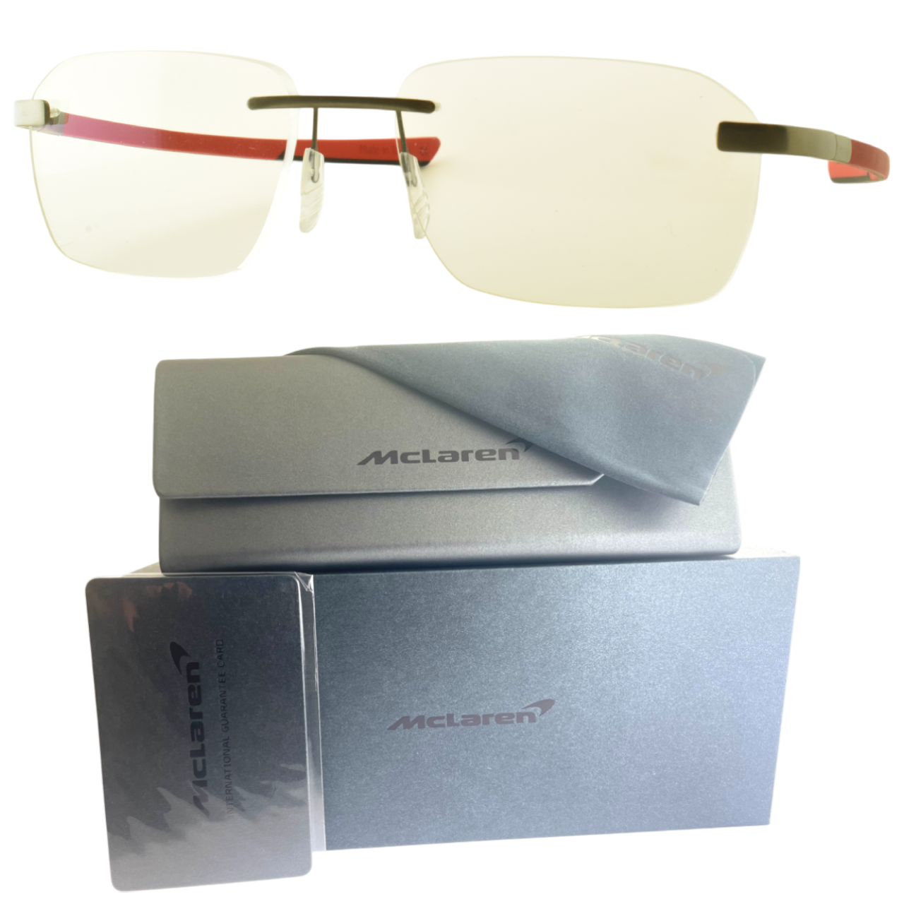 MCLAREN MLSUPO24 C03 Red Rectangle Rimless Optical Frame for Men  