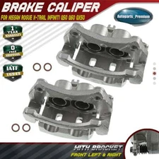 Pair Front Brake Calipers with Bracket for Nissan Rogue Z Infiniti Q50 QX50 Q60