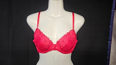 Adore Me Women Floral lace Push Up Bra Crimson Red Size 36 C #FSL26480