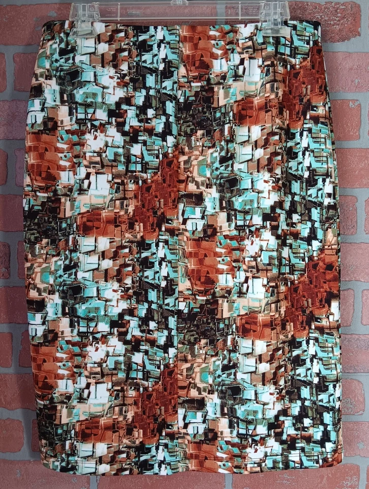 Falda Lápiz Betsey Johnson Multicolor Geo Estampado Talla M Boho Punk Art Foto 3 de 4