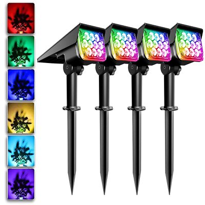 Solar Landscape Spotlights Color Changing Ip65 Waterproof Solar Spot Light Wall 