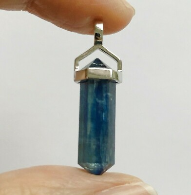 Blue Kyanite Double Terminated Point Pendant 925 Sterling Silver