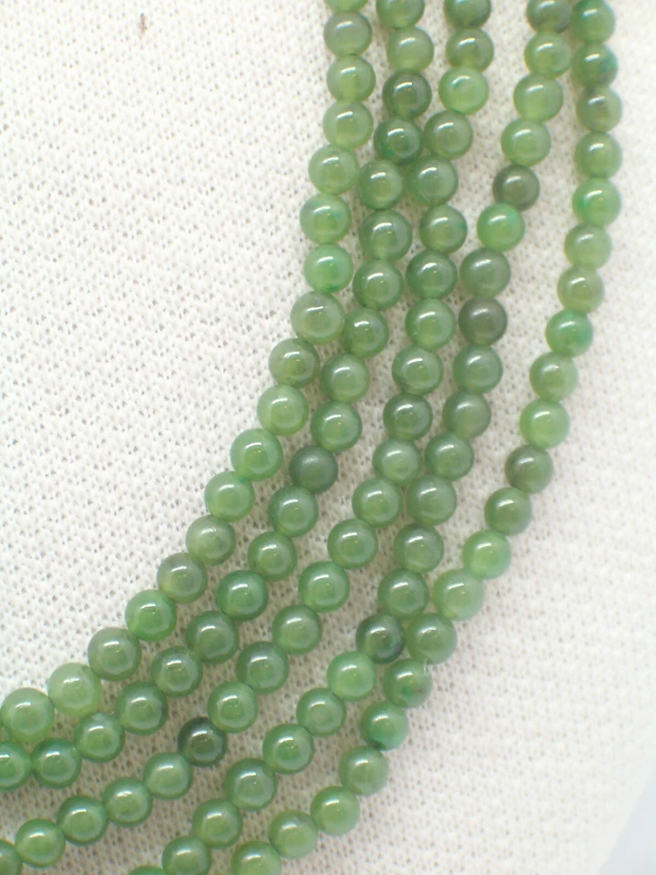 Collana in GIADA naturale e chiusura in ARGENTO 925 - girocollo pietra dura - - Immagine 3 di 4