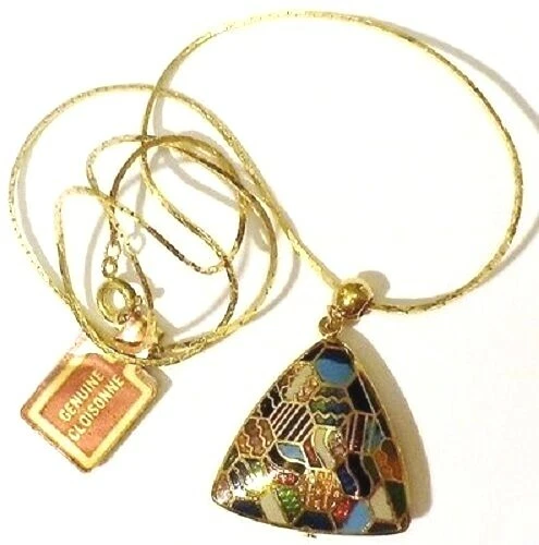 pendentif chaine bijou couleur or émail cloisonné de couleur superbe * 4494 - Photo 1/1