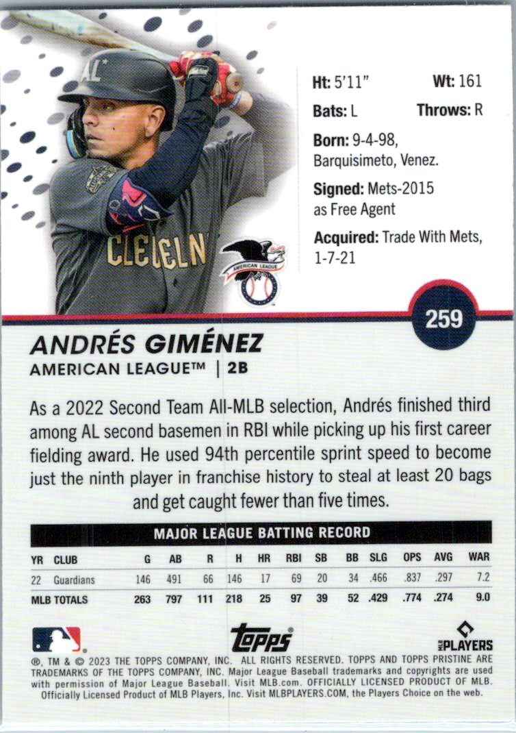 2023 Topps Pristine - Andres Gimenez #259 for sale online | eBay