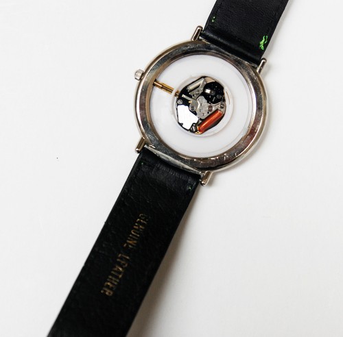 Rare French Kiple Black with Neon Green details Metallic Head Leather Wristband - Picture 4 of 5