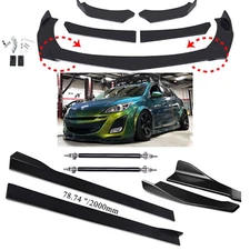 Front Bumper Chin Lip Splitter Spoiler Body Kit+Strut Rods For Mazda 3
