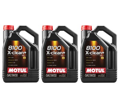Motul 8100 X-CLEAN + 5W30 - 15 Liters - Full Synthetic Engine Motor Oil (3 x 5L)