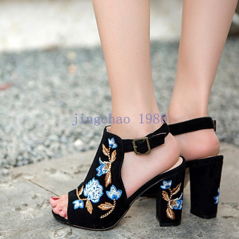 Open Toe Womens Embroidery Floral Floral Floral Leather National Style Belts Ankle Boots shoes 8fe046 Open Toe Womens Embroidery Floral Floral Floral Leather National Style Belts Ankle Boots shoes 8fe046