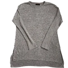 Natori Women's Gray Crew Neck Long Sleeve Knit Sleepwear Tunic Lounge Top XS