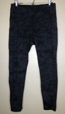 Activewear Leggings XL Dark Camouflage Black Blue Gray Side Pockets Stretch