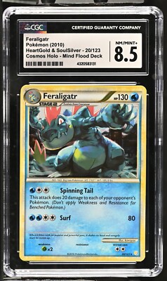 CGC Graded 8.5 Feraligatr 20/123 HGSS Cosmos Holo Mind Flood