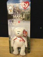 RARE McDONALD'S TY MAPLE THE BEAR BEANIE BABY WITH 2 ERRORS  CLEAR PLASTIC  NOS