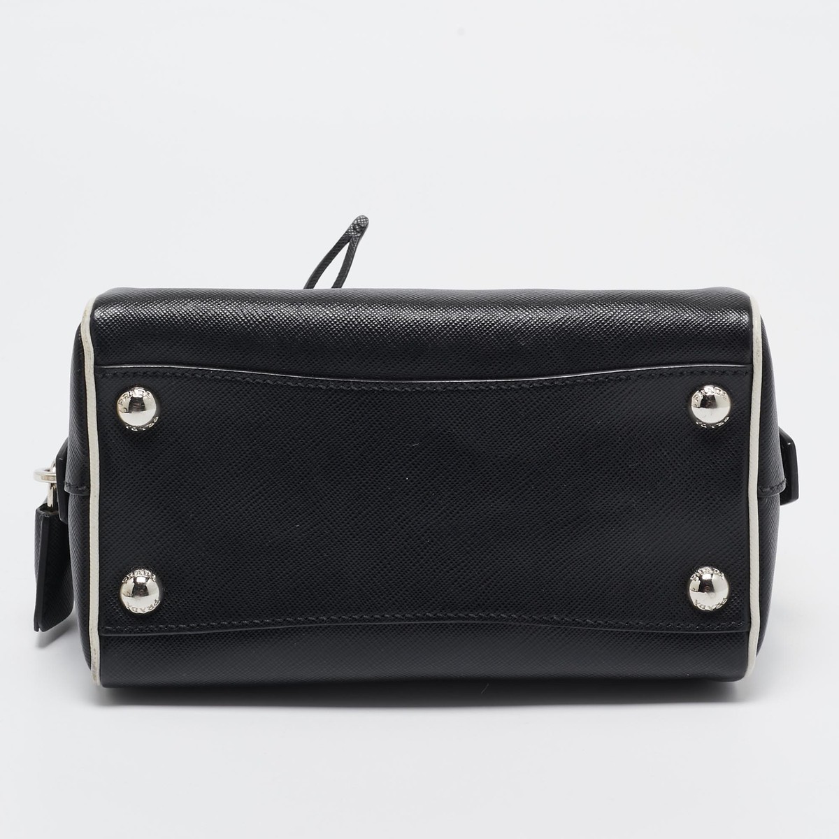 Prada Black Saffiano Lux Leather Mini Boston Bag | eBay