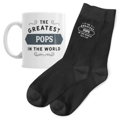 MAINLY MUGS Pops Gift Mug Socks Present for Birthday Christmas Xmas Keepsake Pops Gift