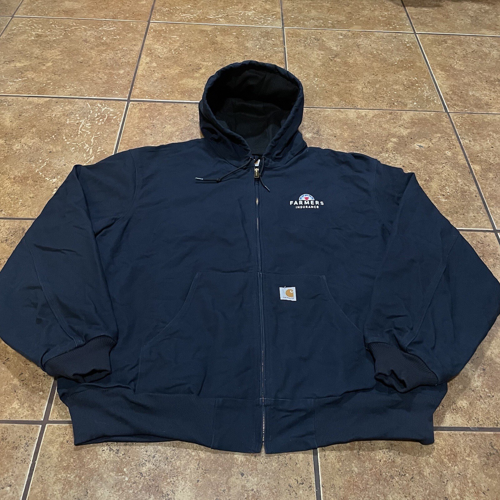 Vintage Carhartt Canvas Zip-Up Hooded Jacket in Blue Size 3XL XXXL