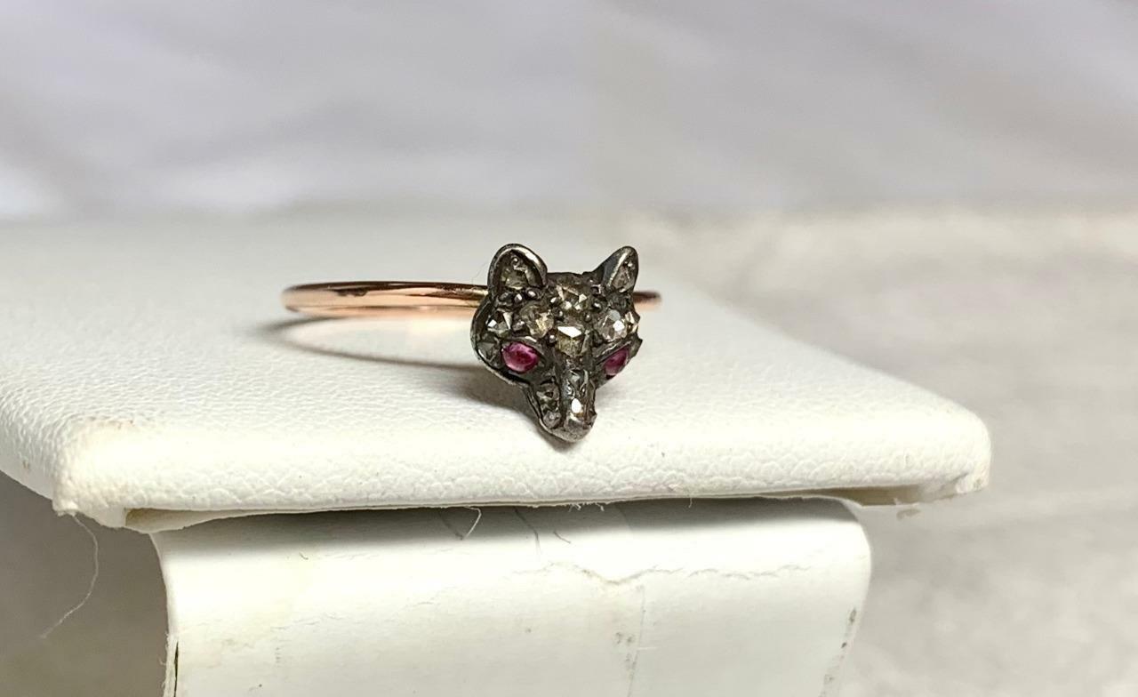 Fox Rose Cut Diamond Ruby Ring Antique Victorian … - image 6