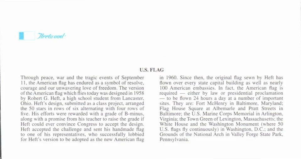 FLEETWOOD - BANDERA DE ESTADOS UNIDOS 4 DE FEBRERO 2003 WASHINGTON DC PRIMER DÍA CUBIERTA BX8 Foto 2 de 2
