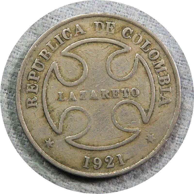 elf Colombia Lazareto Leper Colony 50 Centavos 1921 RH