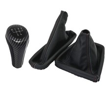 Schaltknauf Carbon-Optik Schaltsack Handbremsmanschette Echtleder für BMW E46