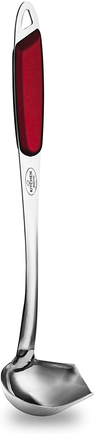 Kitchen Maestro Stainless Steel, Rubber Coated Grip Sauce Ladle, 3 Ladles