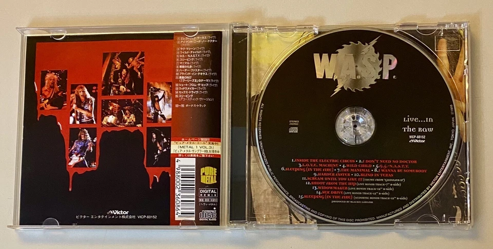 W.A.S.P. / Live... In The Raw JAPAN 15TRX VICP-60152 RARE Foto 2 de 3