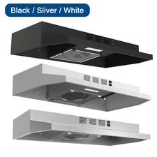 24/30/36 inch Under Cabinet Range Hood Kitchen Cook Fan w/LED Sliver/White/Black