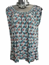 WHITE STUFF 12  Vgc Blue/Green Floral Tank Vest Top