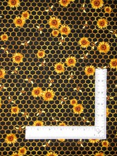 Honeycomb Sunflower Fabric By The Yard Black Bees Cotton Hi Fashion C1437 Blk