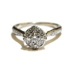 14k white gold .52ct round diamond fancy halo engagement ring 4.2g estate  7.5 — photo 1