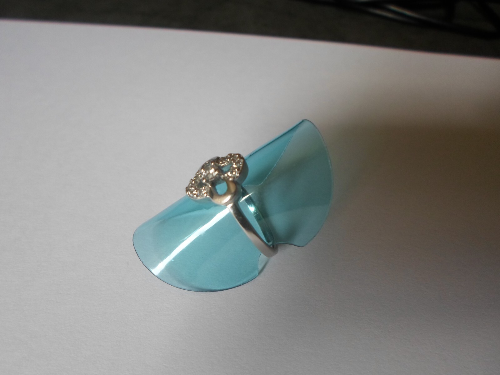 solid silver ring, openwork clover, zirconiums, s… - image 7