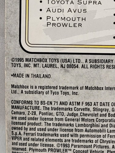 Matchbox Premier Collection 1995 Silver Lamborghini Diablo, '62 Corvette, New - Picture 7 of 7