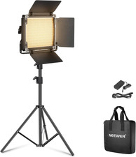 NEEWER Bi Color LED Studio Light with Tripod Stand Barndoors, Video Panel Key Li
