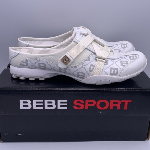 Bebe Sport White/Silver Mercury Rising Logo Sneaker (34792) Size 7.5 NEW in Box