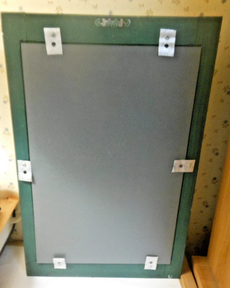 Country wood 6-pane mirror window w/ 3 wooden candles & hearts on shelf 16x10.5 - Image 2 of 4