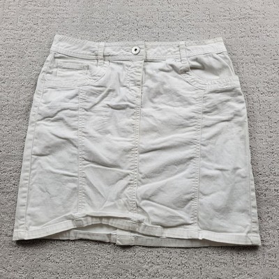 Tom Tailor Skirt Womens 40 White Short Pencil Straight Twill Stretch Pockets