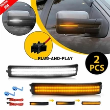 Smoked Sequential LED Side Mirror Turn Signal Lights For 2009-2014 Ford F-150 2X