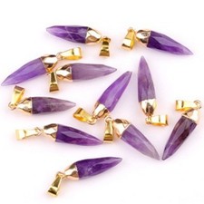 10pcs Natural Amethyst Stone Chili Pepper Pendants Reiki Healing Amulet DIY
