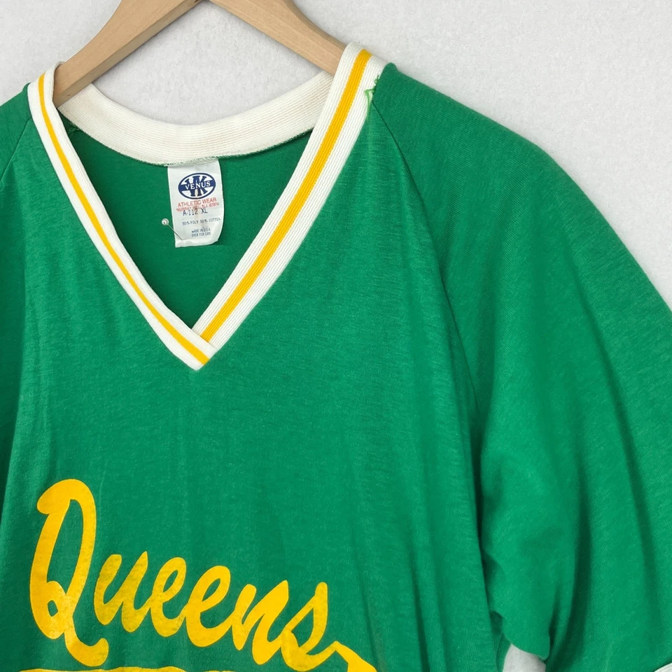 Camisa QUEENS Para Hombres XL Ciudad de Nueva York Parques y Rec Softbol Venus VK Verde EE. UU. DE COLECCIÓN Foto 4 de 4