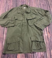 Vtg 60s Army Vietnam Poplin OG-107 Jungle Fatigue Jacket Slant Pocket Lrg/Reg