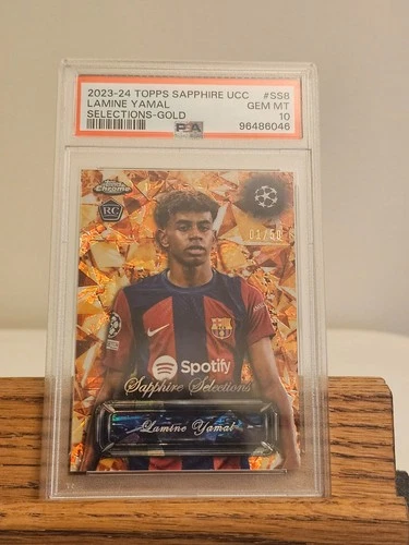 2023-24 Topps Chrome Uefa RC Lamine Yamal Sapphire Selections Gold 1/50