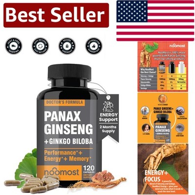 Korean Panax Ginseng & Ginkgo Biloba - 120  Capsules for Enhanced Wellness