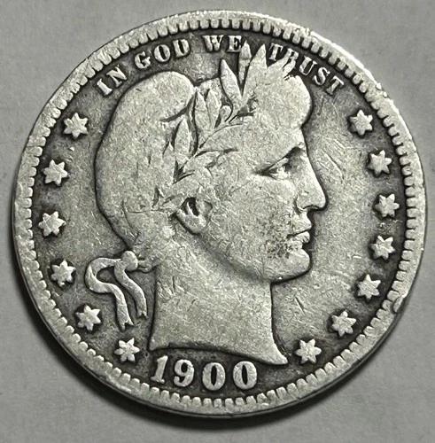 1900 Barber Quarter Silver 25C Circulated US Coin