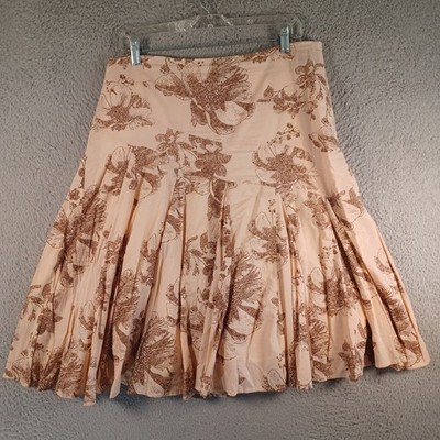 A New Approach Womens Tan Brown Lined Skirt Size 10 Zip Hook A-Line Comfortable