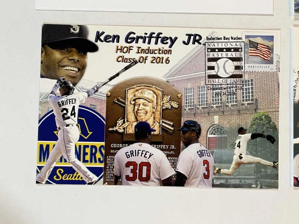 Griffey Jr 2016 Cachet 4-Post открытки PO штамп HOF выходные, ограниченный - Изображение 2 из 4