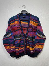 Vintage Emaroo Coogi Style 3D Knit Cardigan Sweater Australia Rainbow Biggie XL