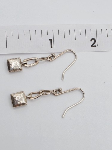 Silpada W1639 Hammered Sterling Silver Small Square Pillow Dangle Earrings - Picture 9 of 10